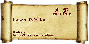 Lencz Réka névjegykártya
